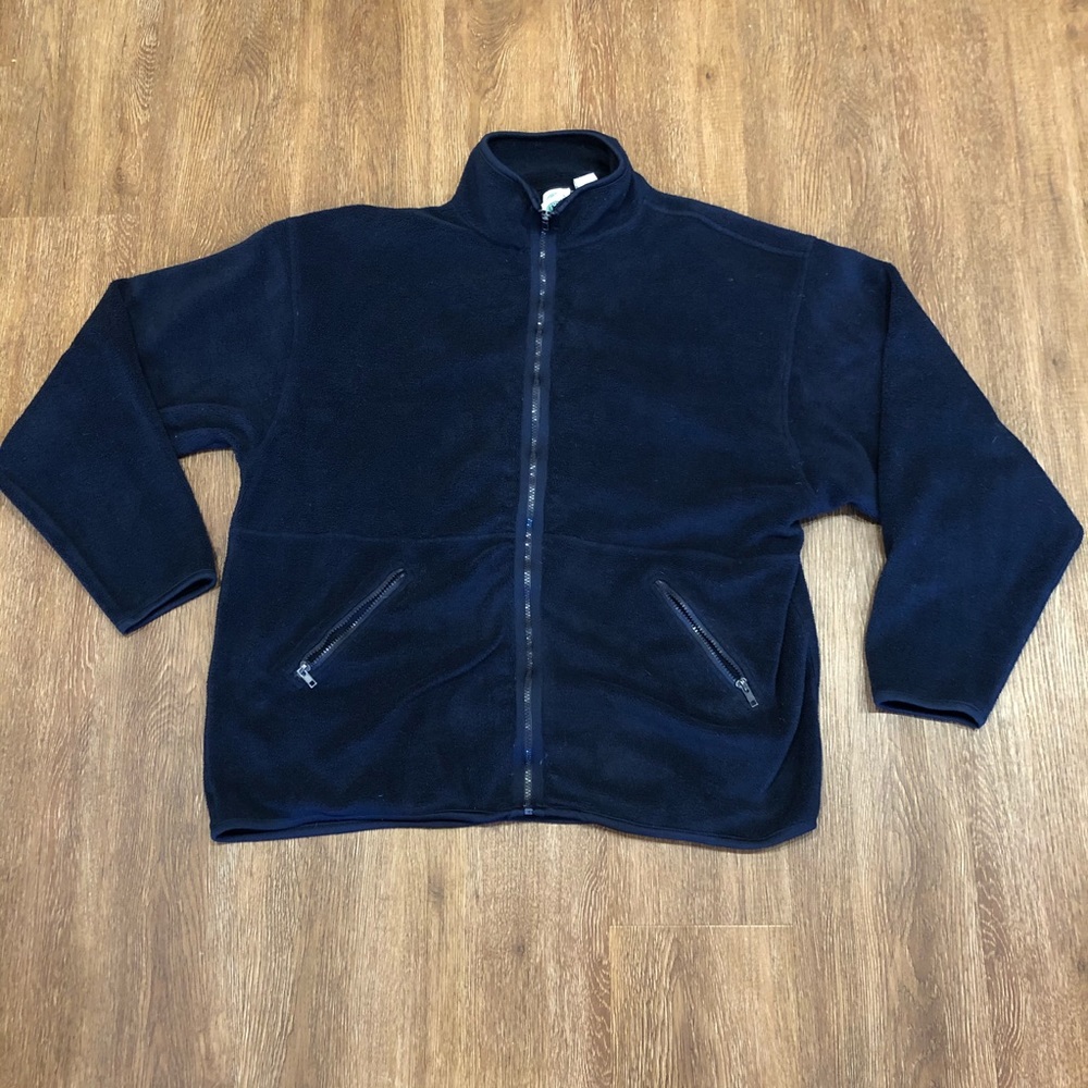 dark blue zip up sweatshirt